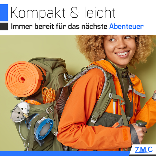 ZMC Campingkocher mit Griff, inkl. 190g Gaskartuschen, Kleiner Kohleanzünder, Kartuschenkocher für Stechkartuschen, tragbarer Gaskocher für Camping & Outdoor